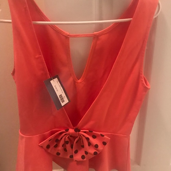 Deep V polka dot bow top - Picture 2 of 3